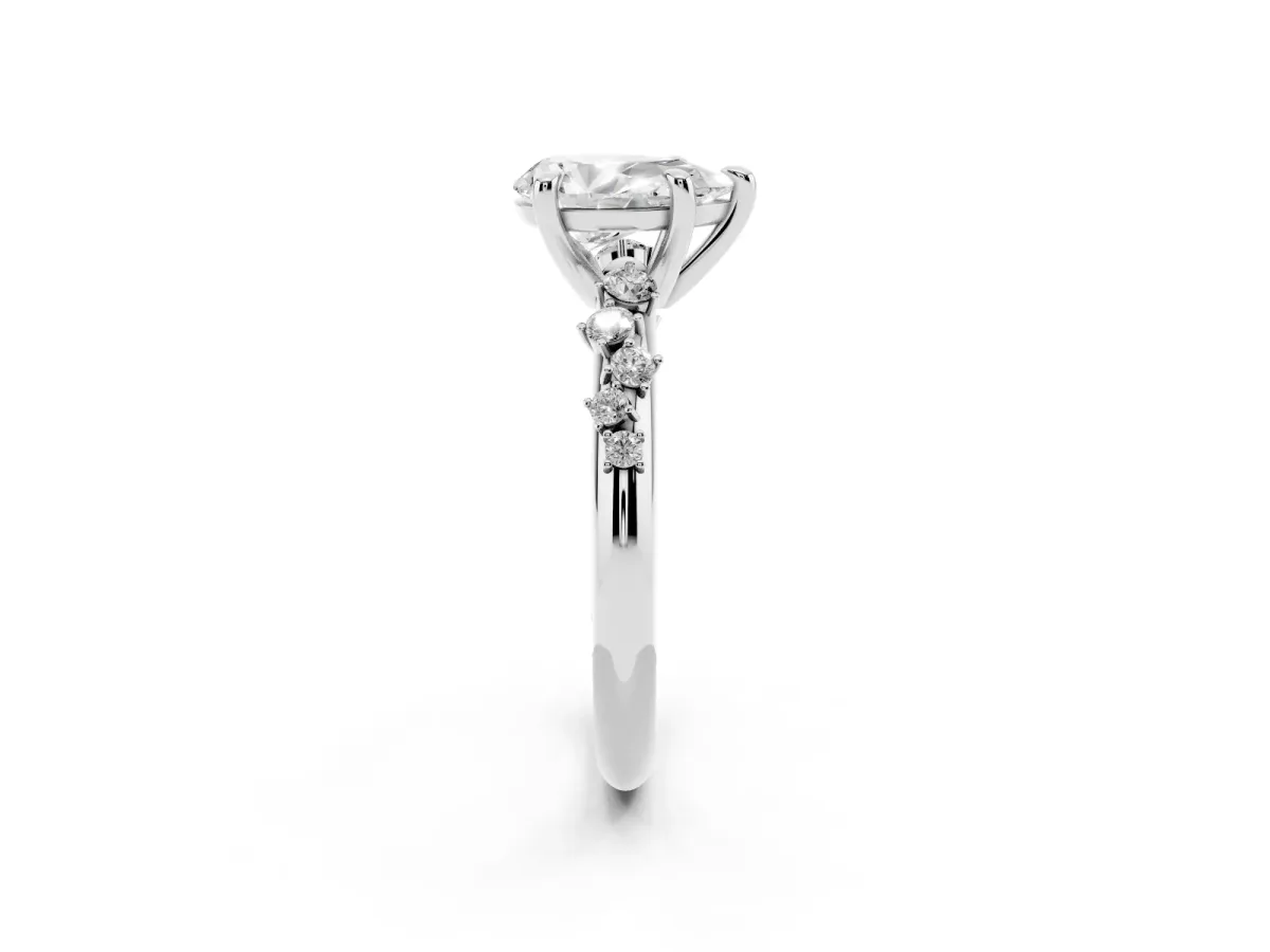 Pear Cut Cut Diamond Vine Band with Four-Prong Setting Silver