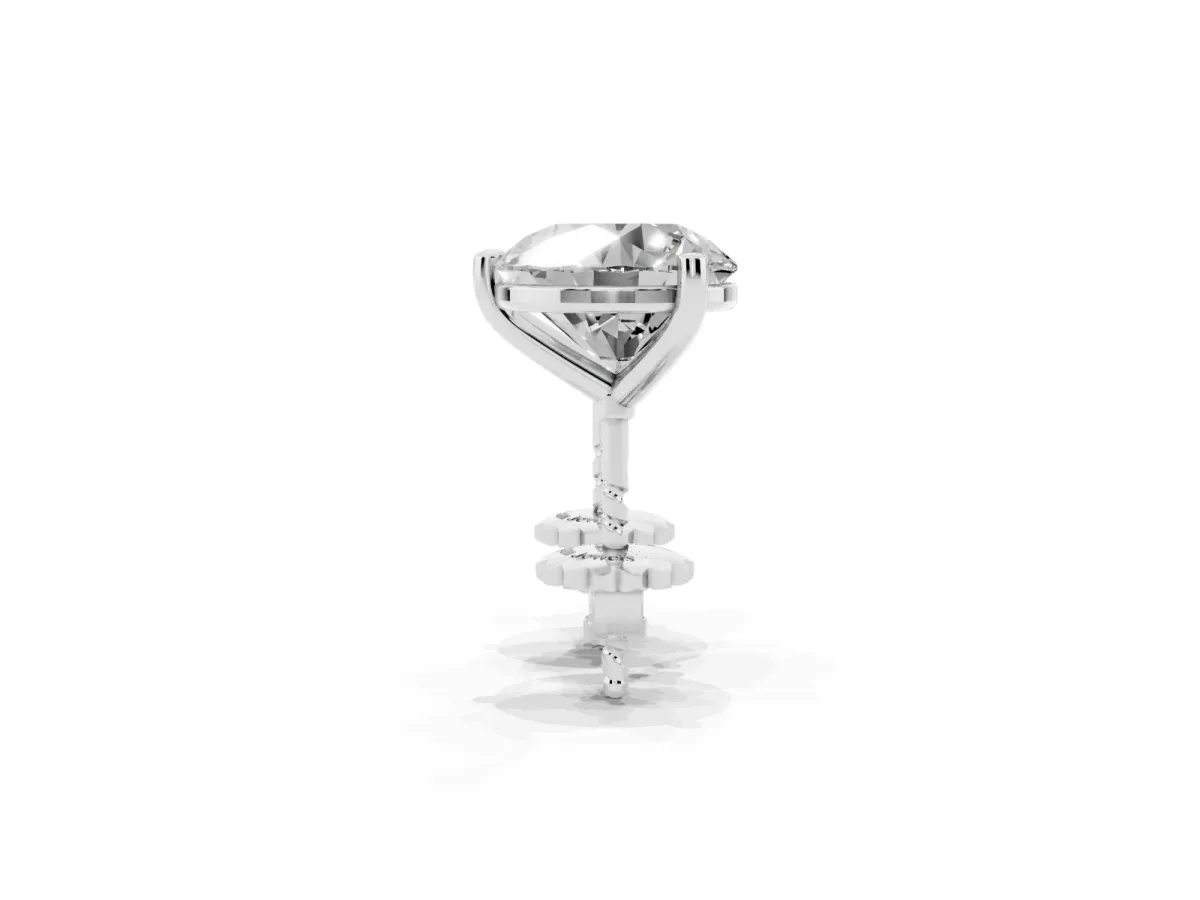 Round Brilliant Diamond Martini Stud Earrings Silver