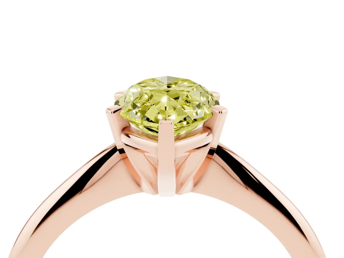 Fancy Yellow Marquise Cut Cut Solitaire Ring with Four-Prong Setting on a Classic Band Rose gold