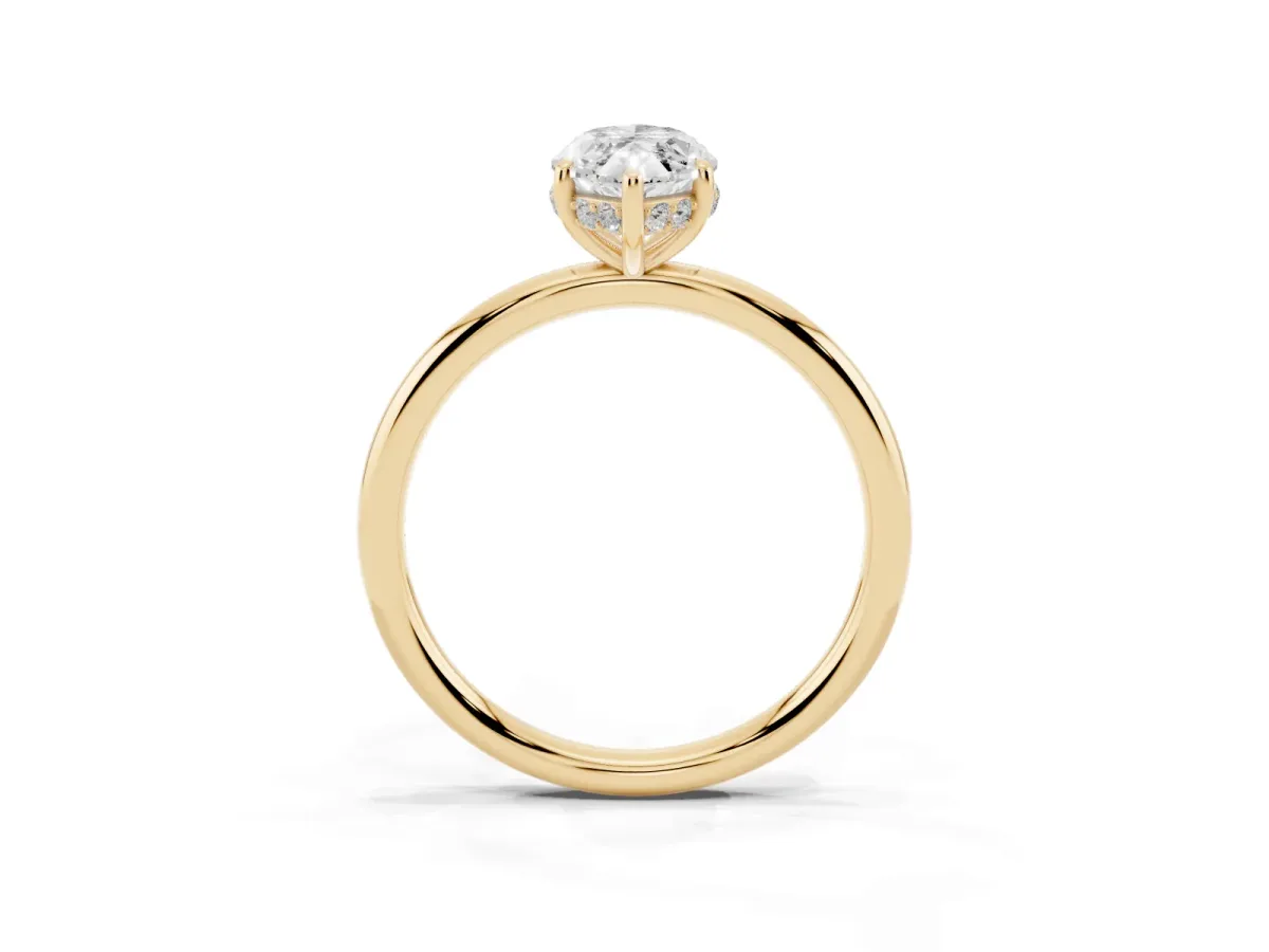 Marquise Cut Solitaire Diamond Ring with a Classic Band and Four-Prong Setting Yellow gold