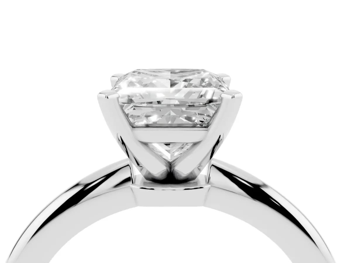 Princess Cut Diamond Solitaire Ring with Prong Setting and Classic Band Platinum