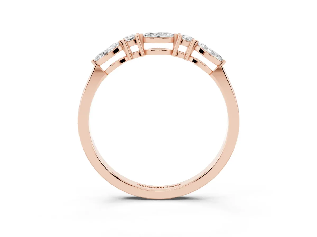 Prong Set Round Diamond Half-Eternity Band Rose gold