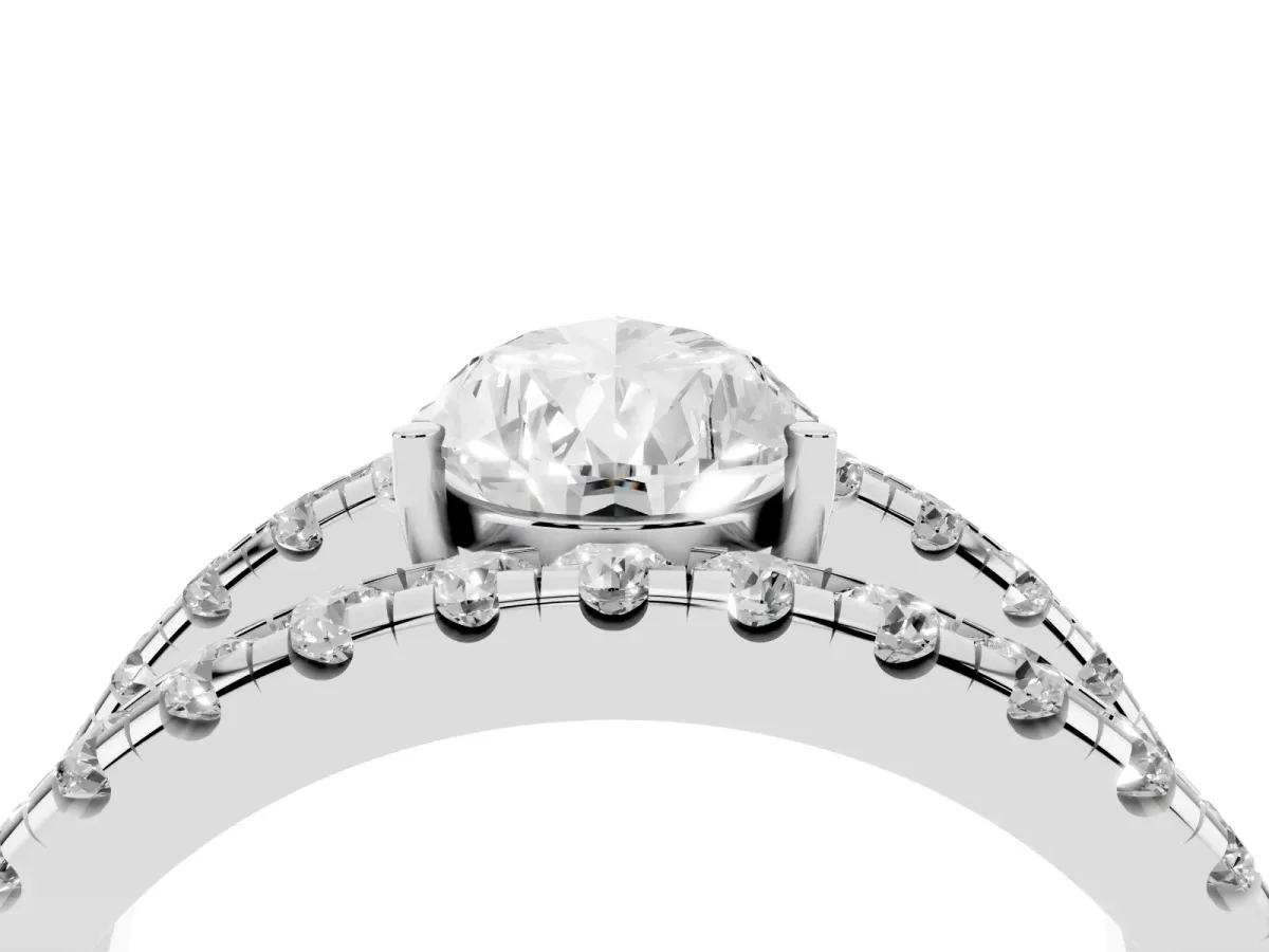 Pear Cut Solitaire Split Shank Pave Diamond Ring Platinum