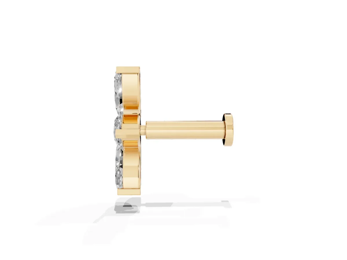 Marquise Diamond Trio Flatback Earring Yellow gold