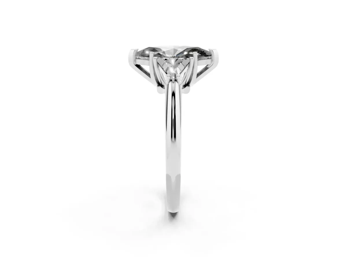 Fancy Black Three-Stone Marquise Cut Diamond Engagement Ring with Trillion Side Stones and Prong Setting Silver