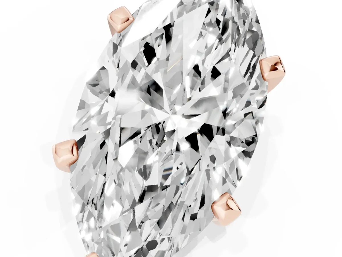 Marquise Cut Diamond Solitaire Ring with Prong Setting and Classic Band Rose gold