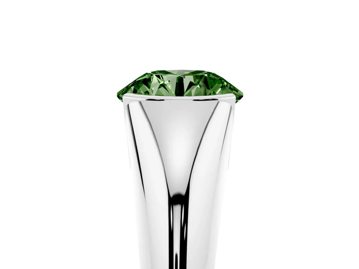 Fancy Green Round Cut Solitaire Tension Set Diamond Ring White gold