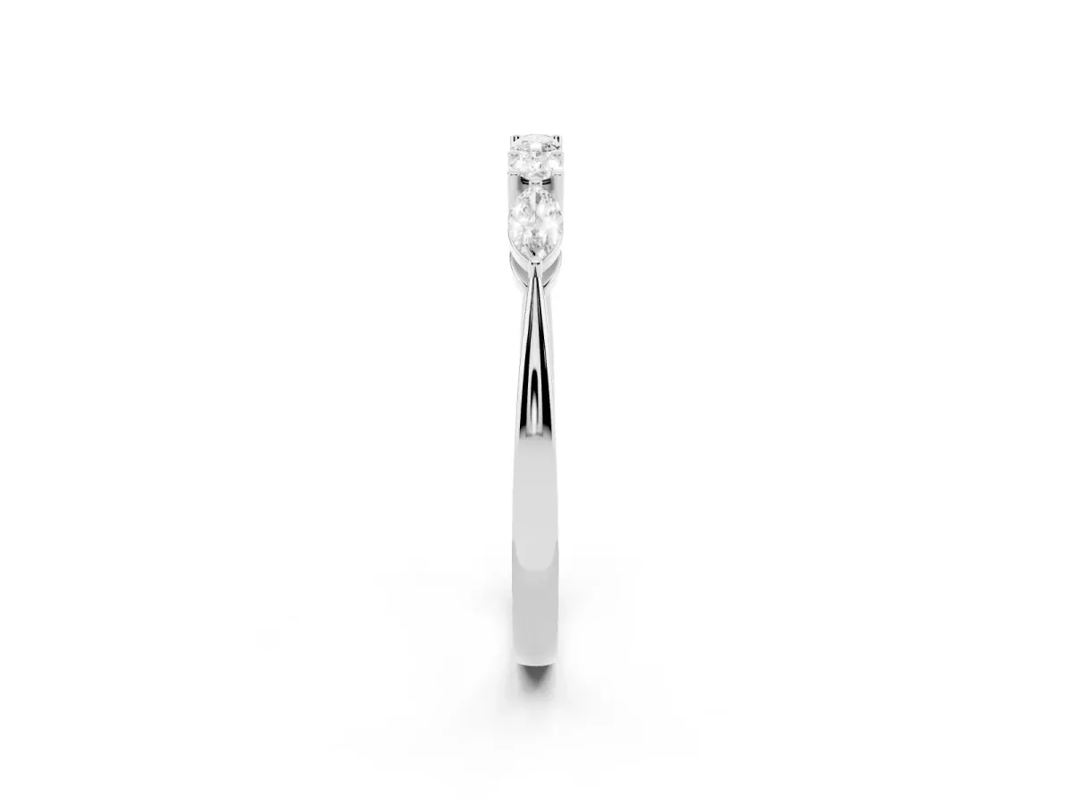 Prong Set Round Diamond Half-Eternity Band Silver