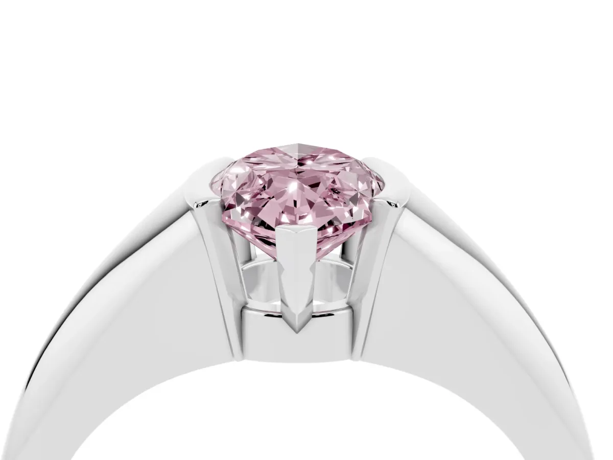 Fancy Pink Marquise Cut Solitaire Tension Set Diamond Ring Silver