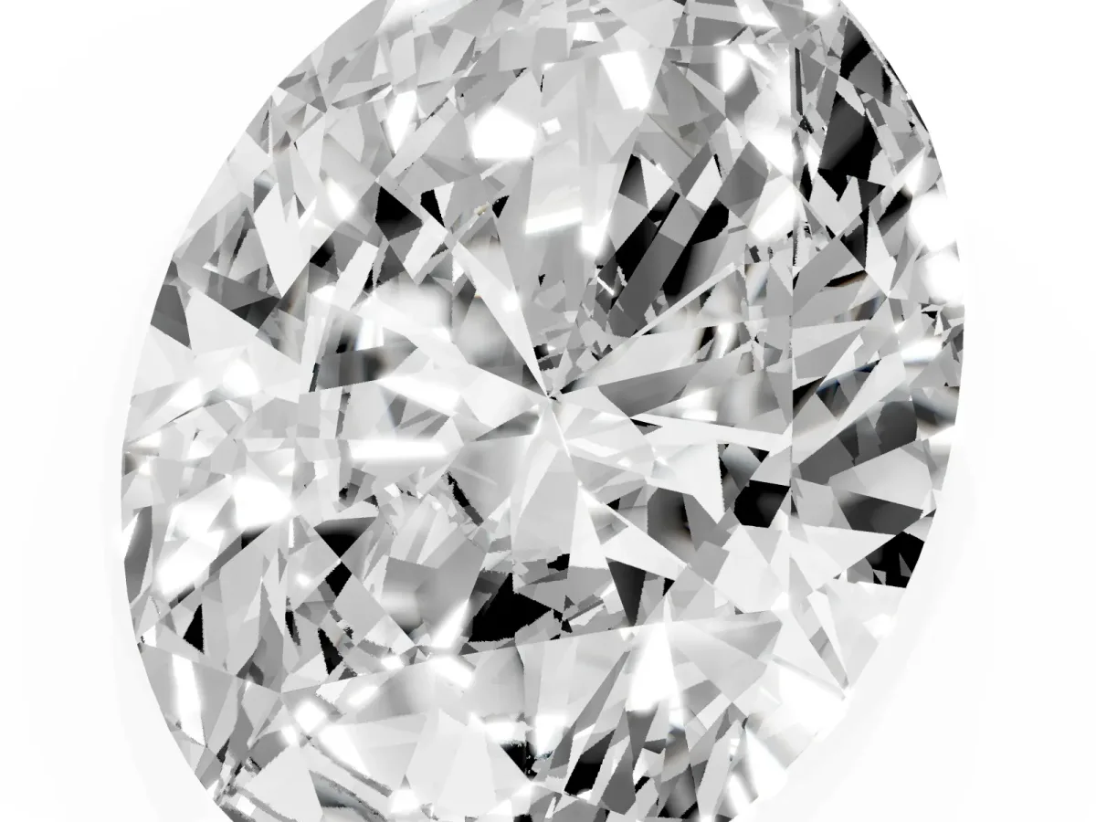 Oval Cut Diamond Solitaire Ring with Prong Setting and Pavé Band Silver