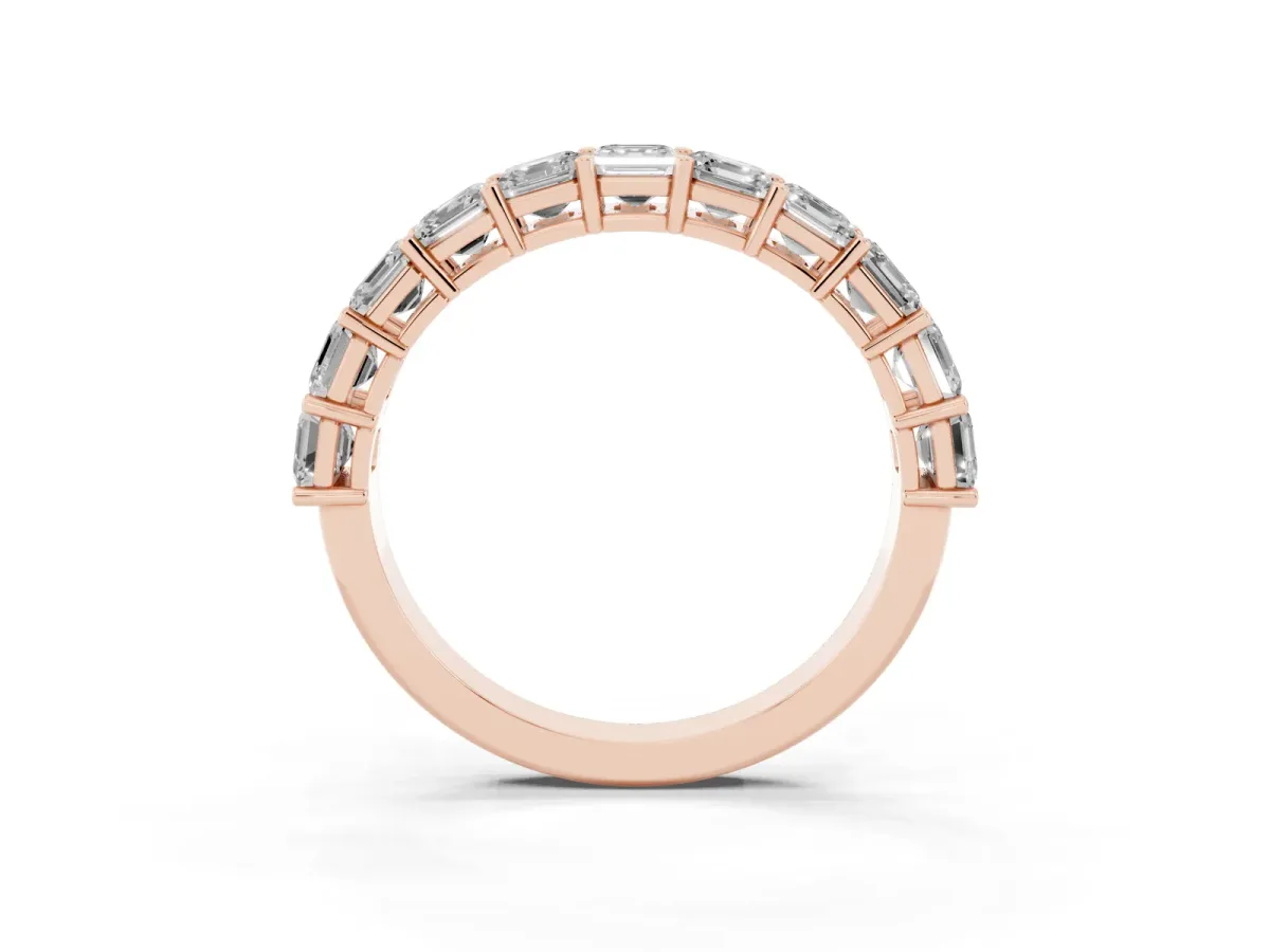 Asscher Cut Half Eternity Band with Shared Prong Setting Rose gold