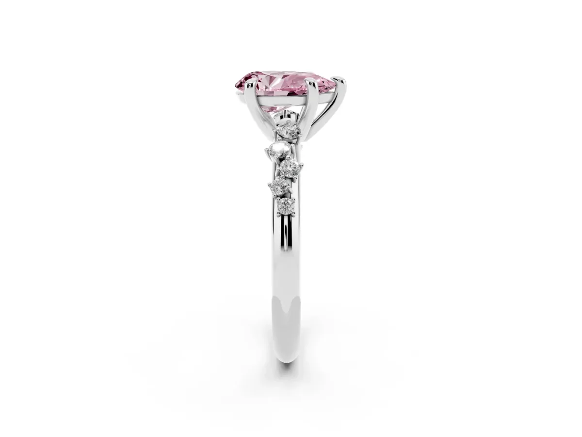 Fancy Pink Pear Cut Cut Diamond Vine Band with Four-Prong Setting Platinum