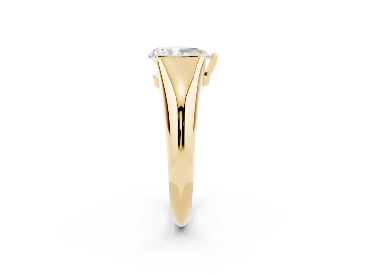 Pear Cut Solitaire Tension Set Diamond Ring Yellow gold
