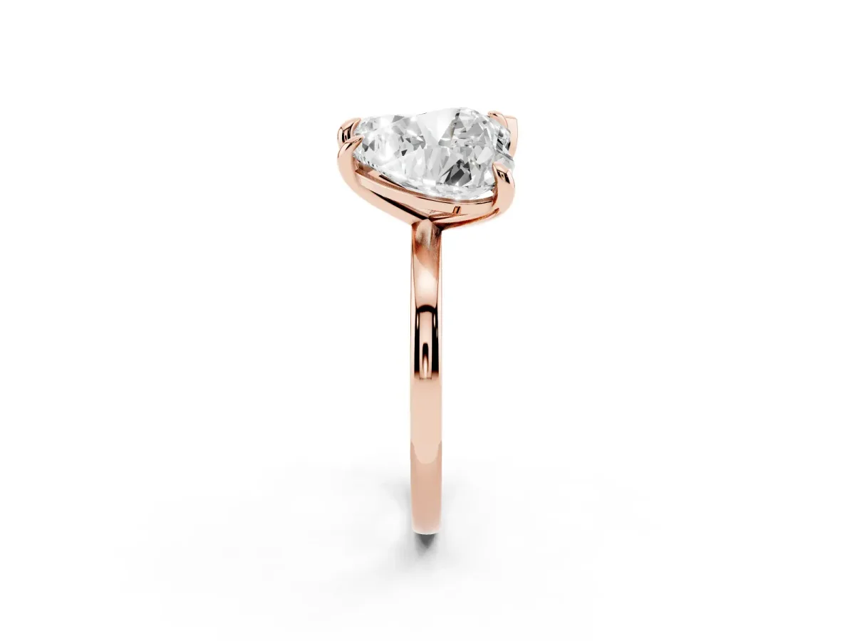 Pear and Heart Toi Moi Ring with Prong Setting and Plain Band Rose gold