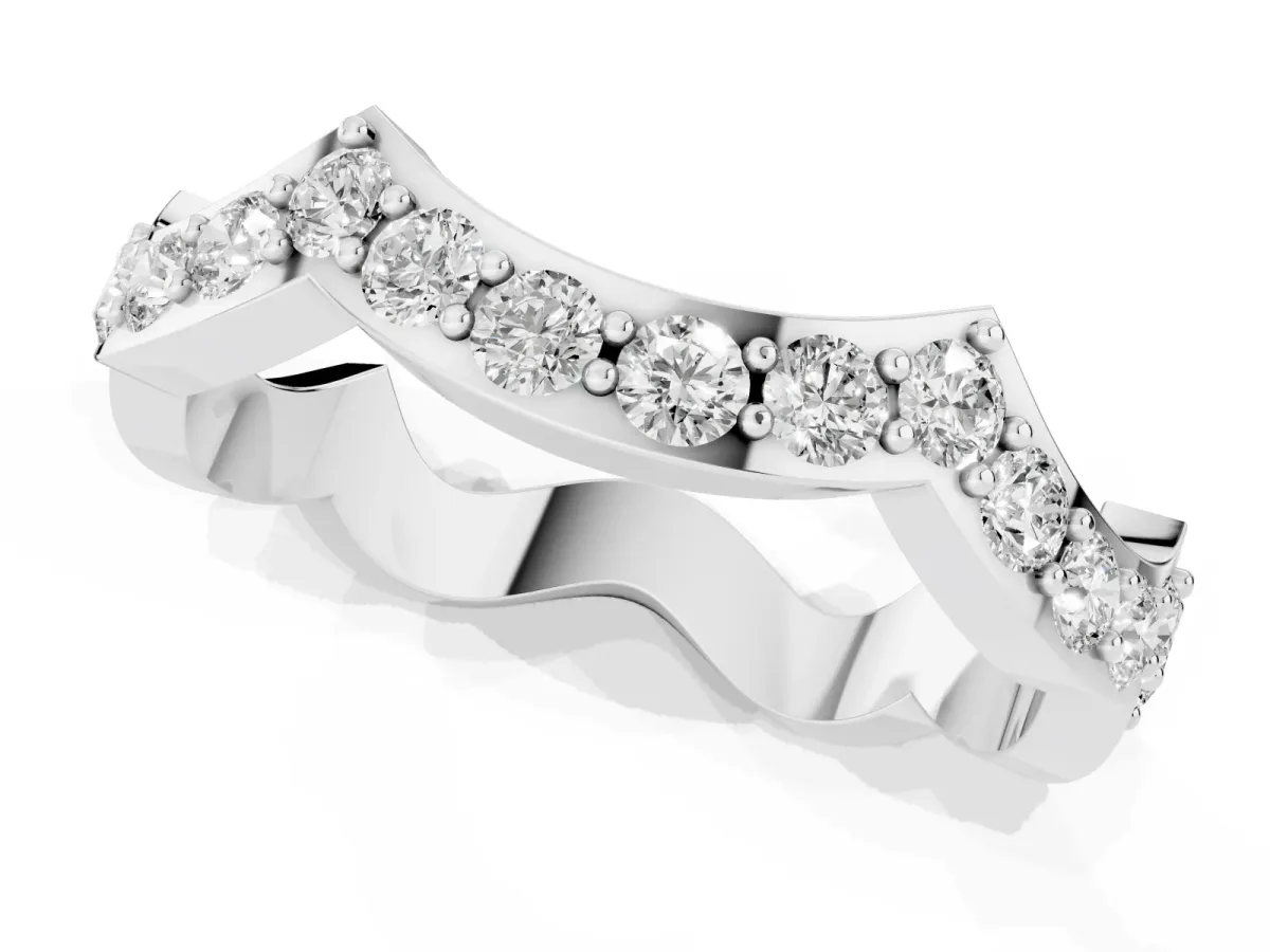 Round Diamond Pavé Zigzag Eternity Band Platinum