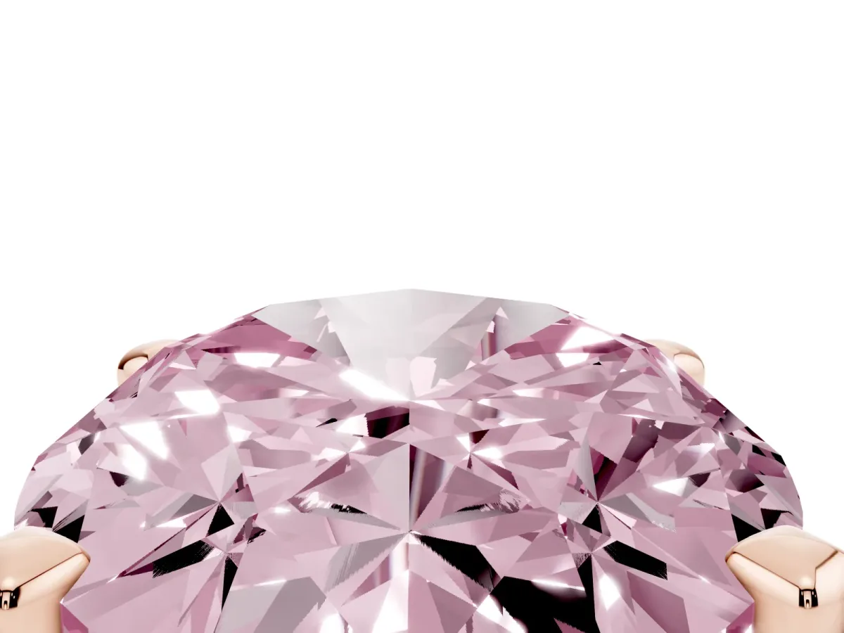 Fancy Pink Oval Cut Diamond Solitaire Ring with Prong Setting and Classic Band Rose gold