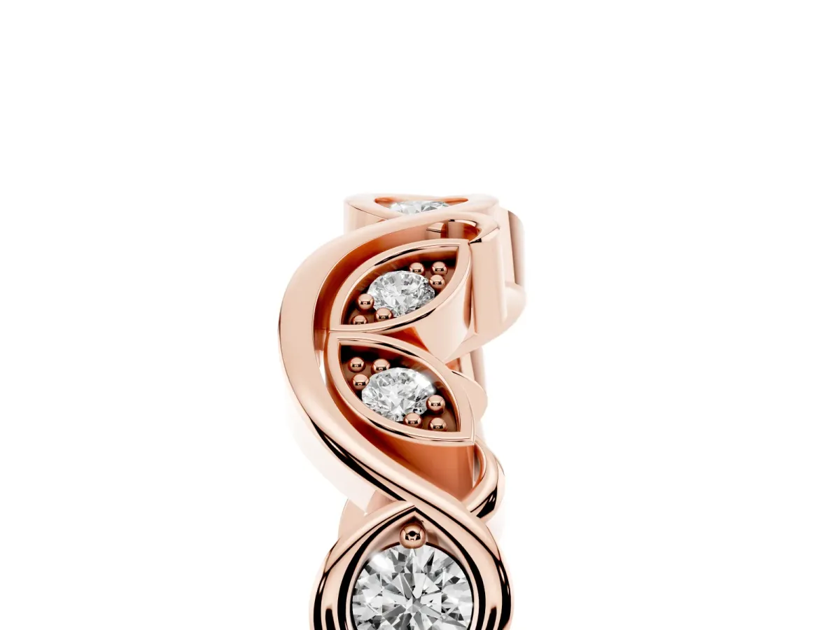 Marquise and Round Diamond Infinity Eternity Band with Bezel Setting Rose gold