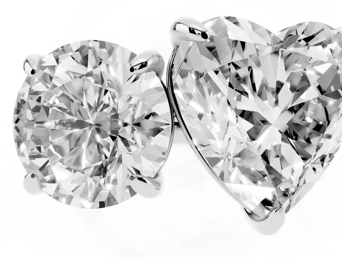 Round and Heart Toi Moi Ring with Prong Setting and Plain Band Silver
