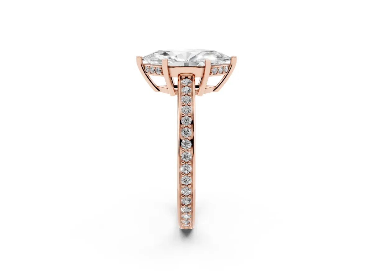 Marquise Cut Solitaire Pavé Band Prong Setting Ring Rose gold
