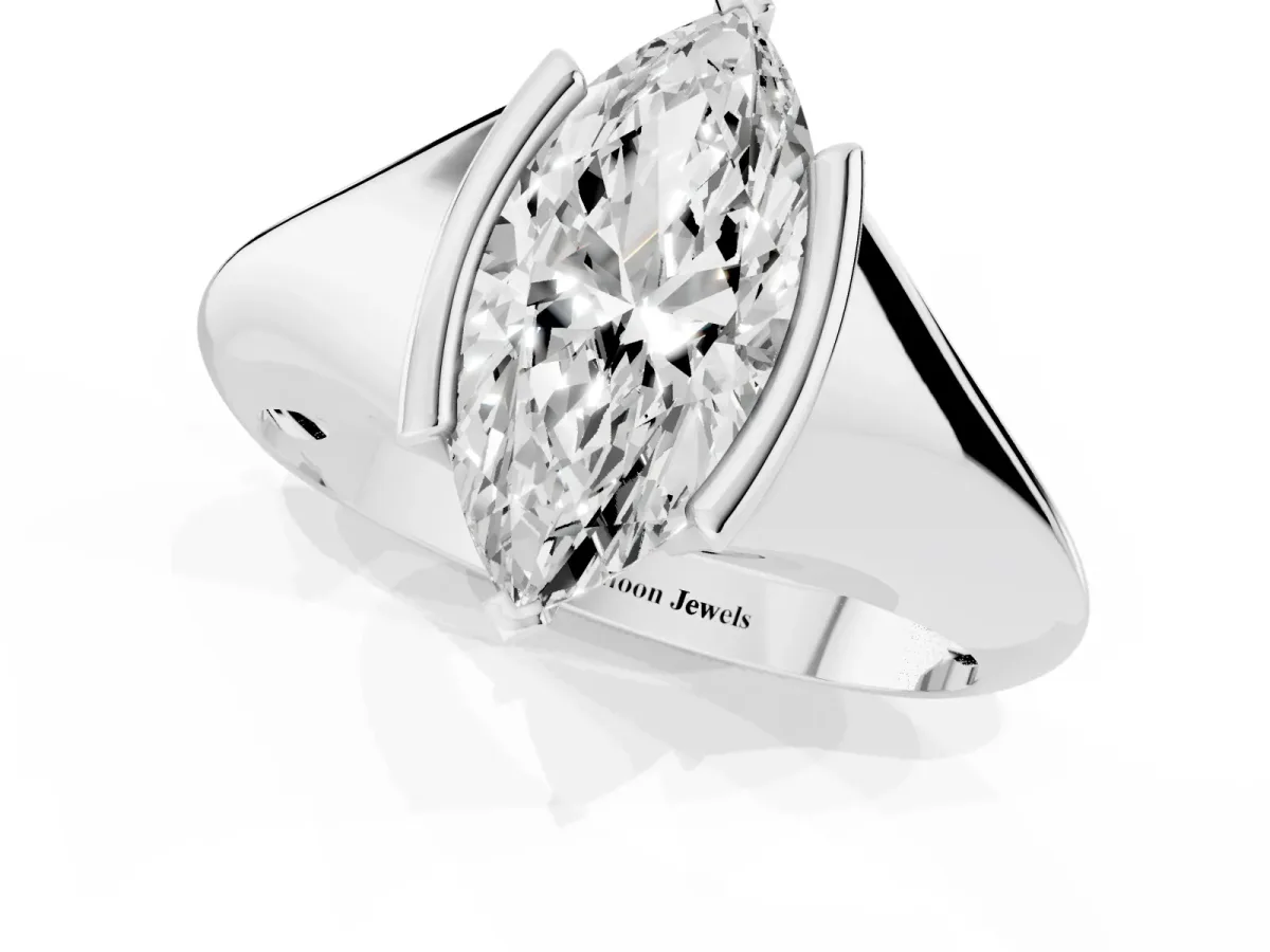 Marquise Cut Solitaire Tension Set Diamond Ring White gold