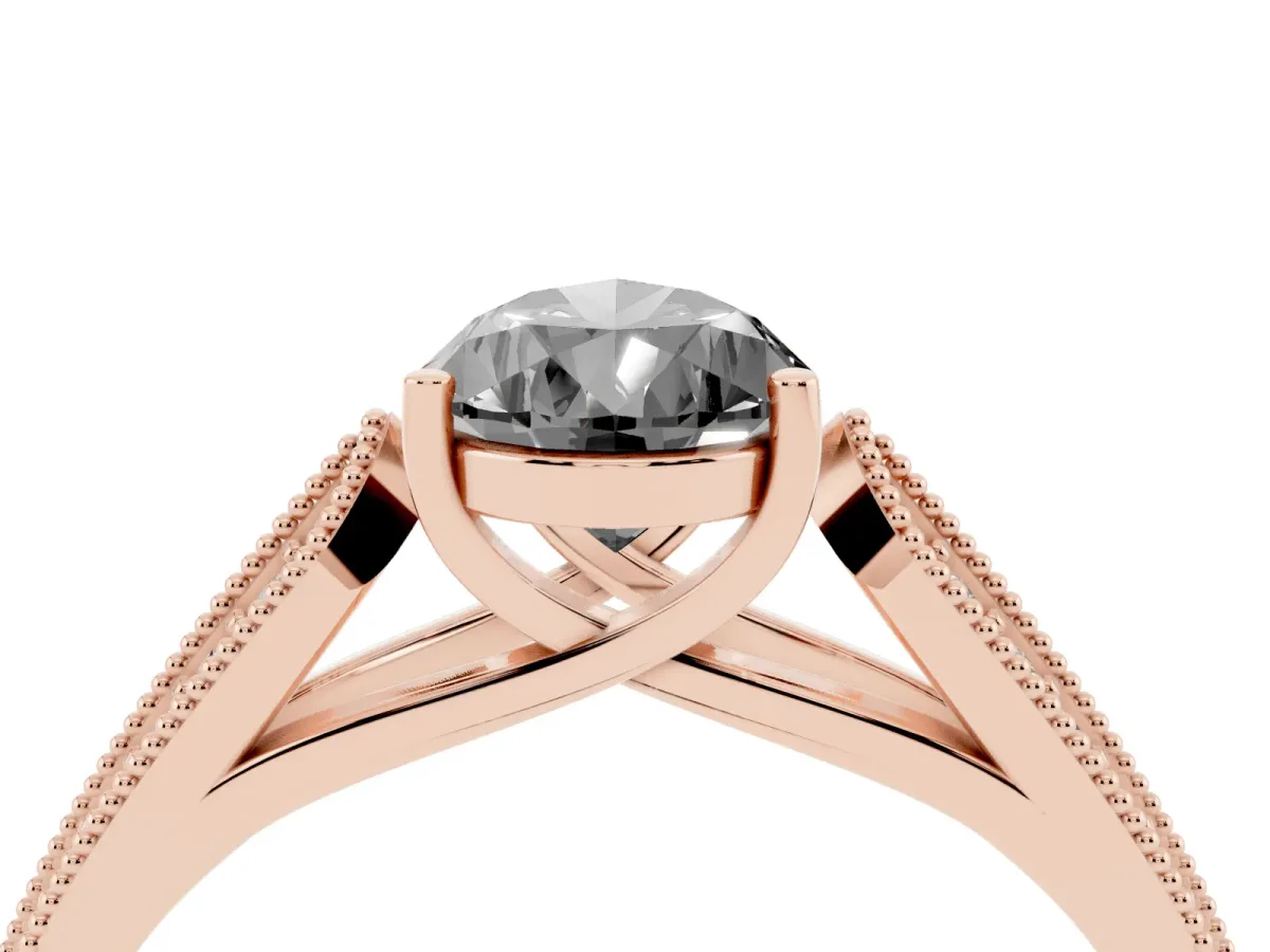 Fancy Black Pear Cut Cut Pave Split Shank Engagement Ring with Four-Prong Setting Rose gold