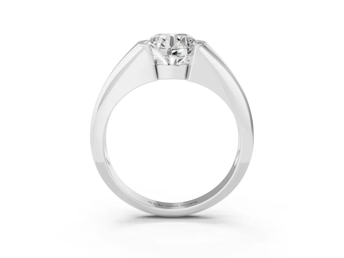 Round Cut Solitaire Tension Set Diamond Ring White gold