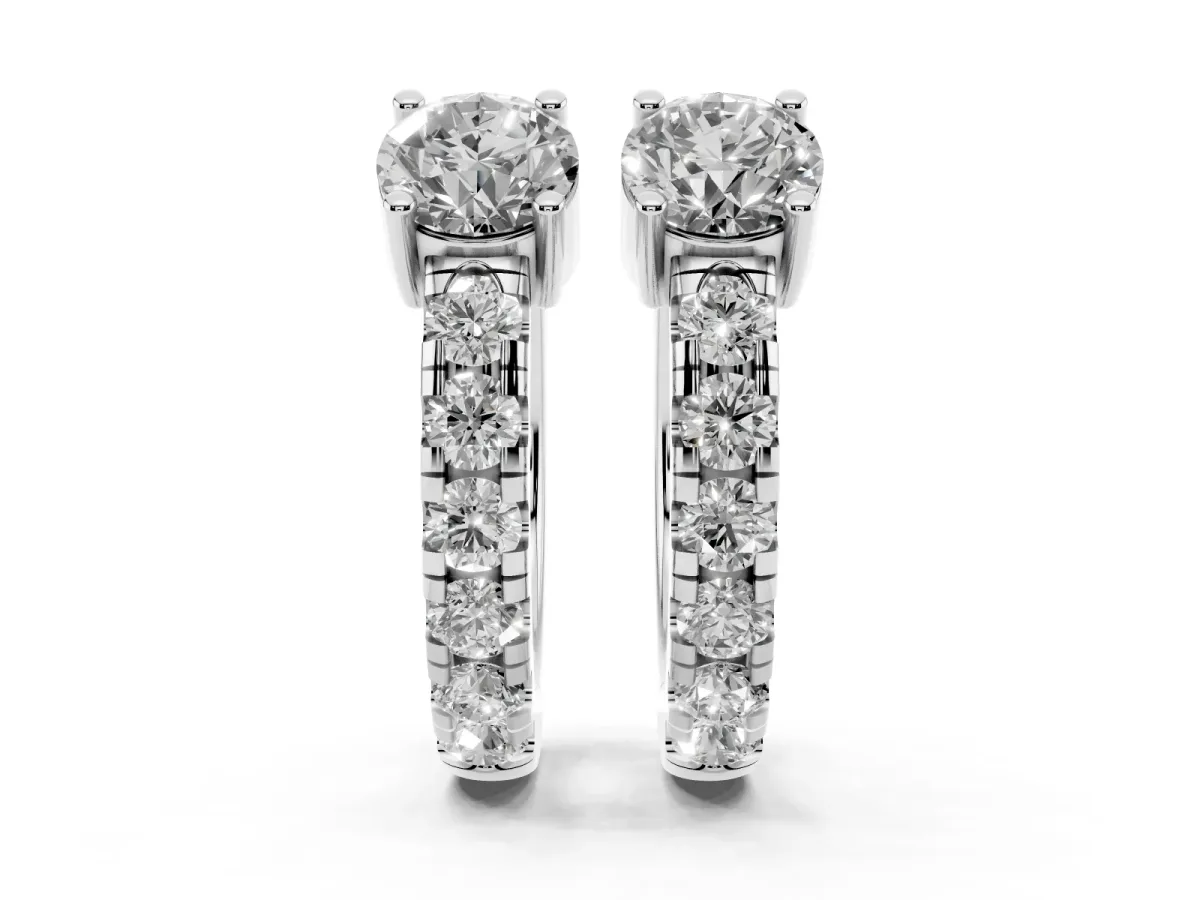 Round Diamond Taylor Huggie Hoop Earrings Silver