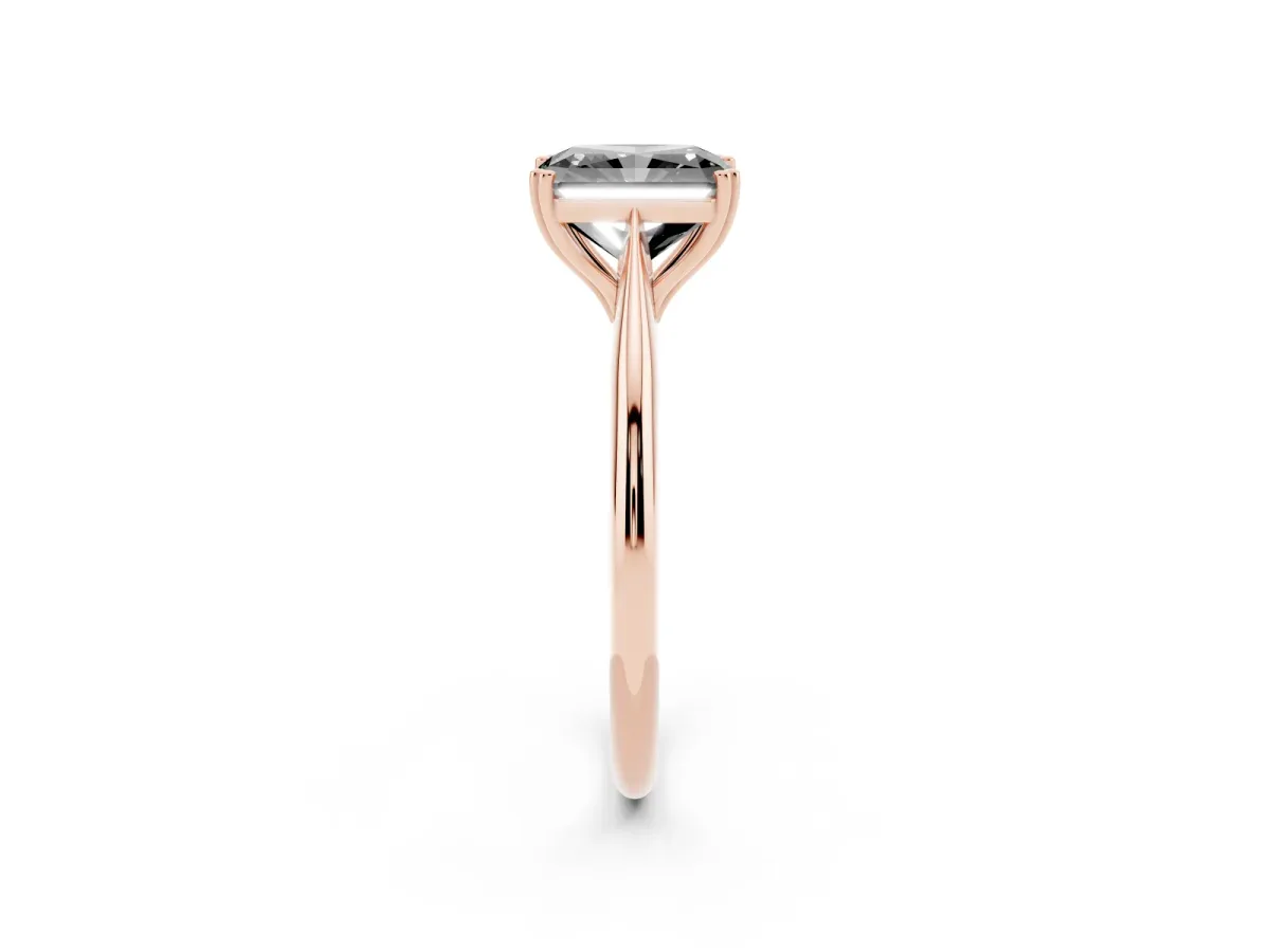 Fancy Black Radiant Cut Solitaire Diamond Ring with Six-Prong Setting and Classic Band Rose gold