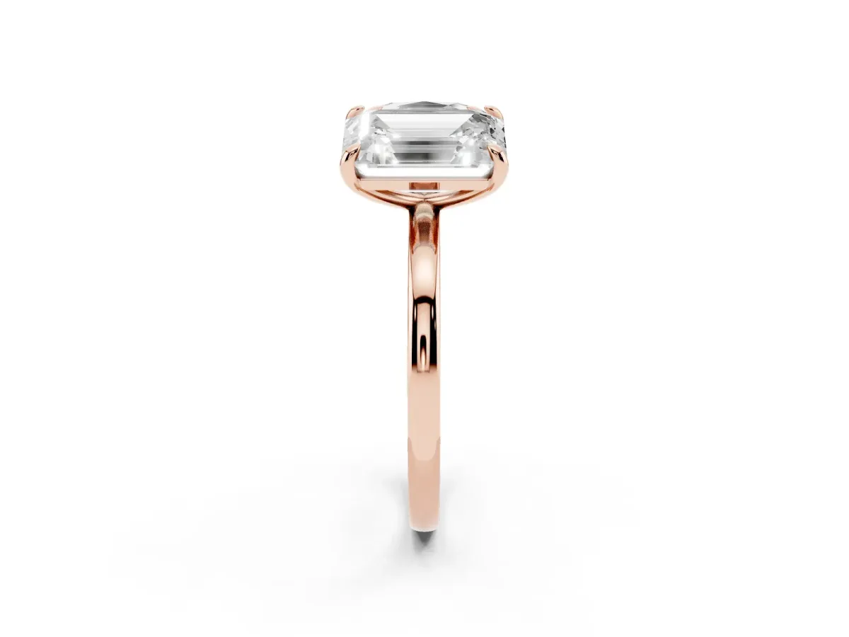 Oval and Radiant Toi Moi Ring with Prong Setting and Plain Band Rose gold