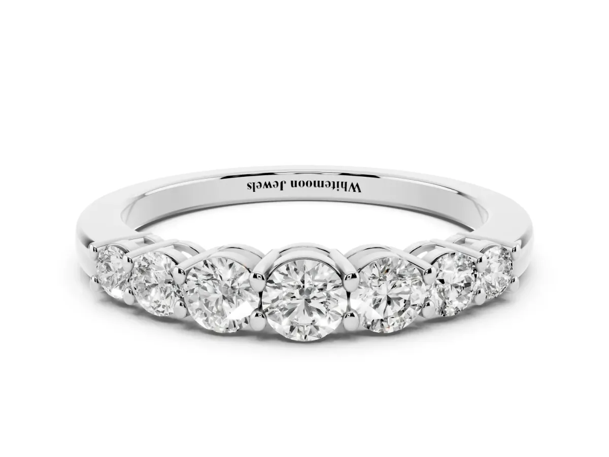 Round Diamond Prong-Set Half-Eternity Band Silver