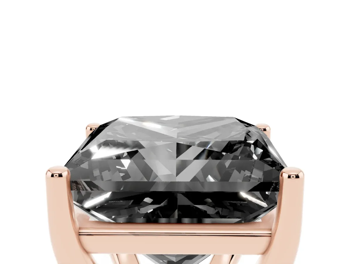 Fancy Black Princess Cut Cut Diamond Solitaire Engagement Ring with Tapered Plain Band and Four-Prong Setting Rose gold