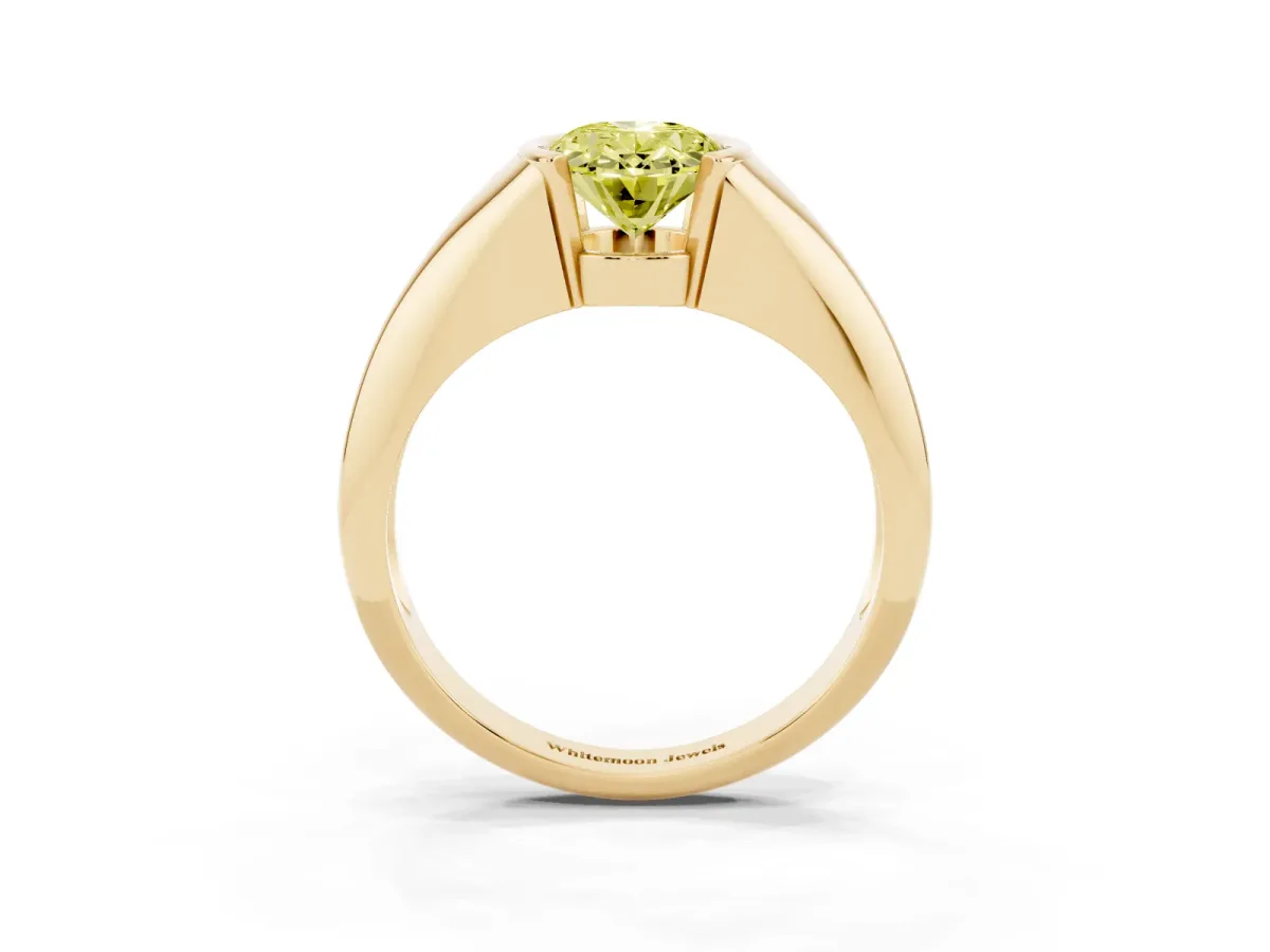 Fancy Yellow Oval Cut Solitaire Tension Set Diamond Ring Yellow gold