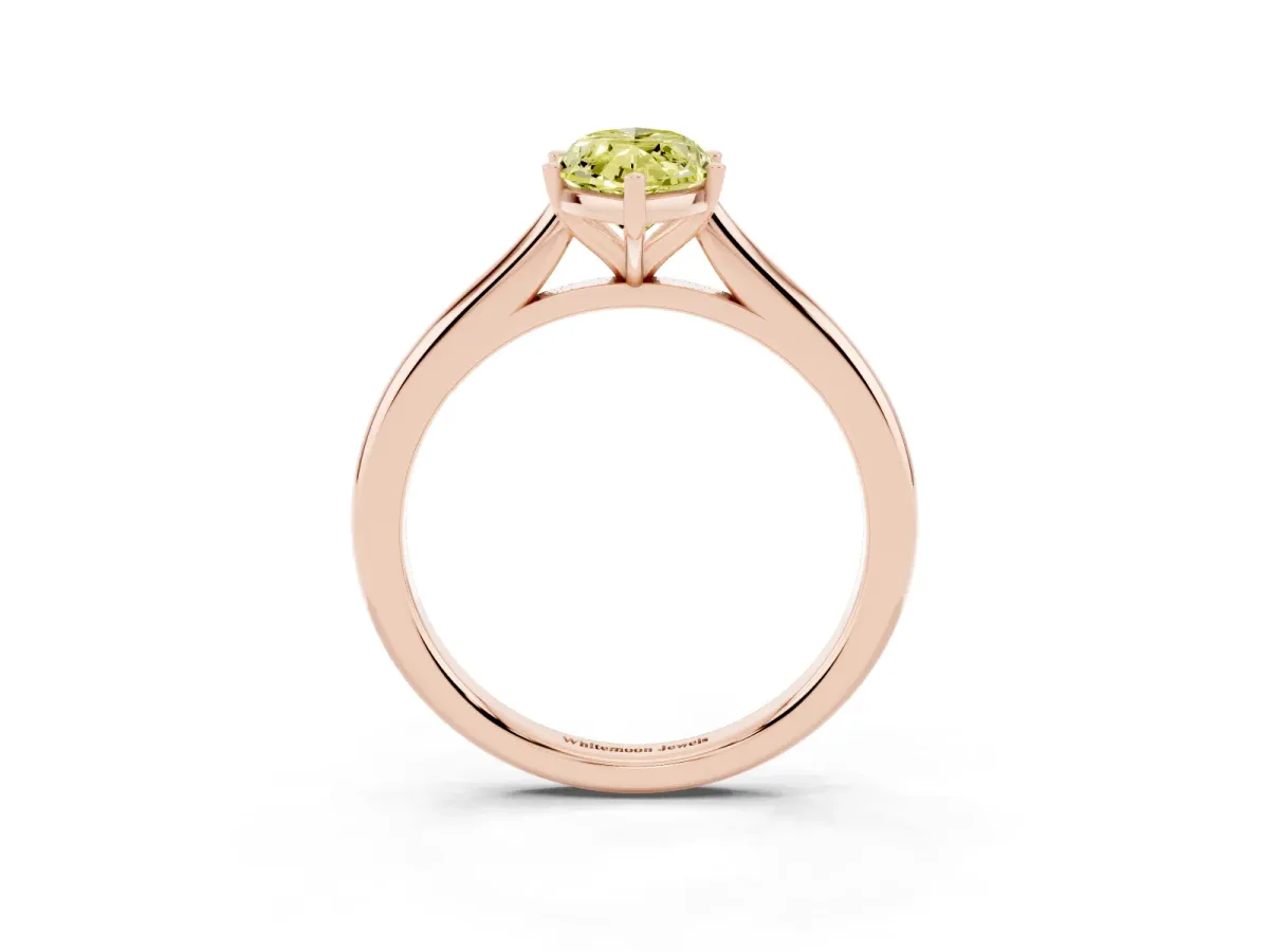 Fancy Yellow Marquise Cut Cut Solitaire Ring with Cathedral Band and Four-Prong Setting Rose gold