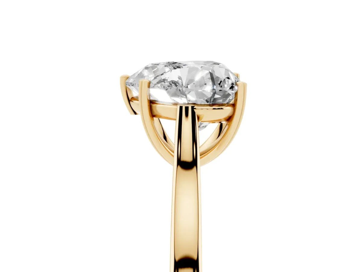 Heart Cut Solitaire Heart Prong Engagement Ring with Tapered Band Yellow gold