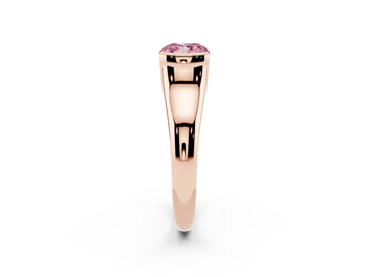 Fancy Pink Cushion Cut Solitaire Tension Set Diamond Ring with Split Shank Band Rose gold
