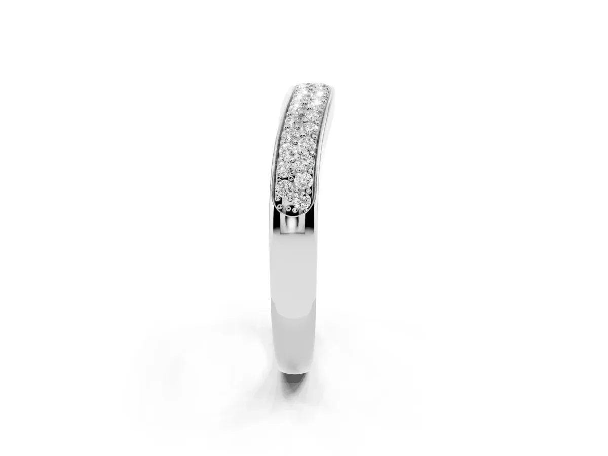 Pavé Round Diamond Contour Band Silver