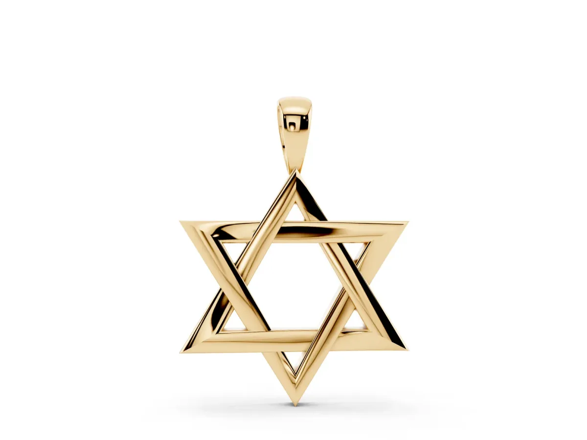 Silver Star of David Pendant Yellow gold