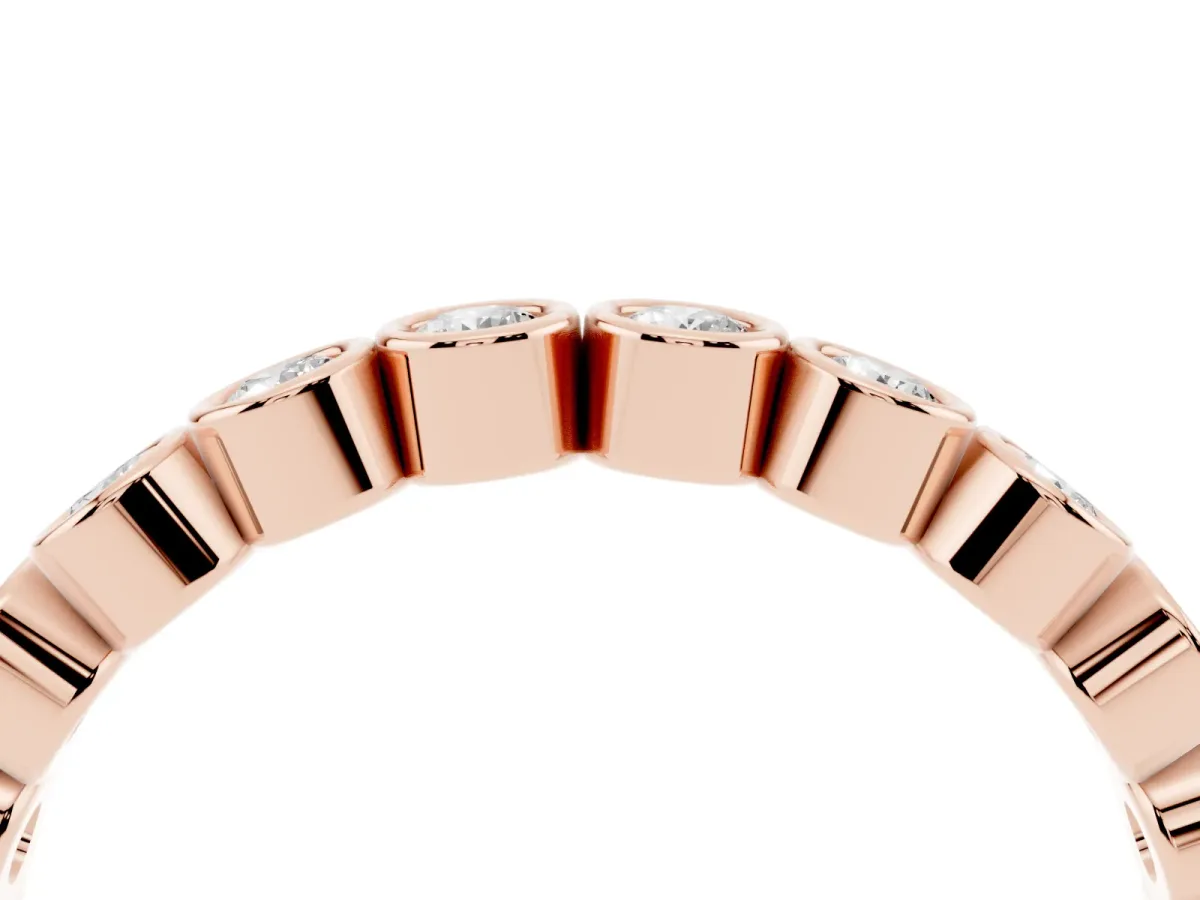 Bezel Set Round Diamond Eternity Band Rose gold