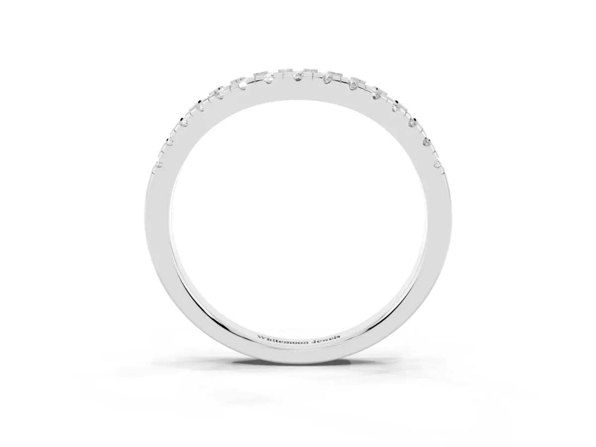 Diamond Pavé Curved Wedding Band Silver