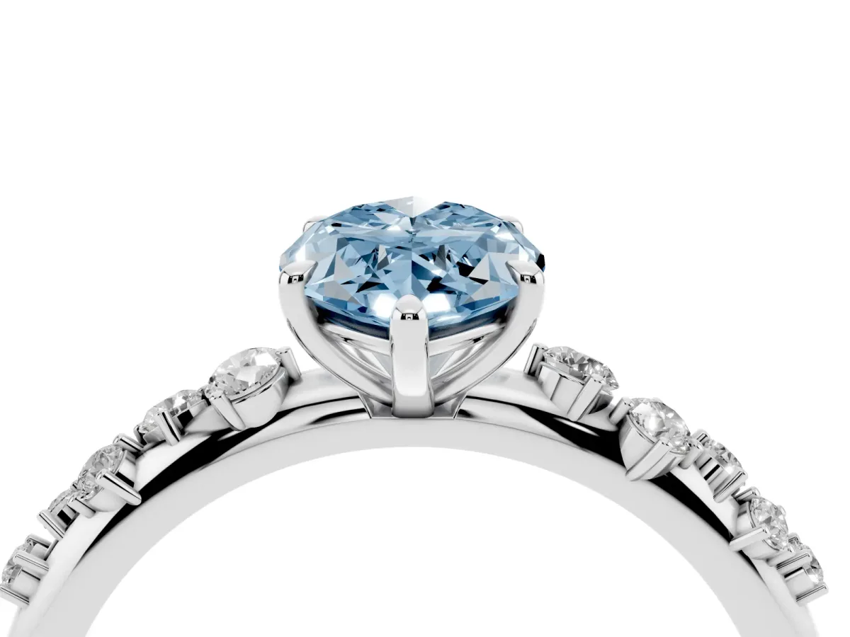 Fancy Blue Marquise Cut Diamond Cluster Prong-Set Solitaire Ring Silver