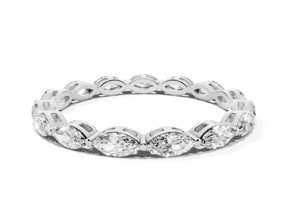 Marquise Diamond Eternity Band with U-Prong Setting Silver