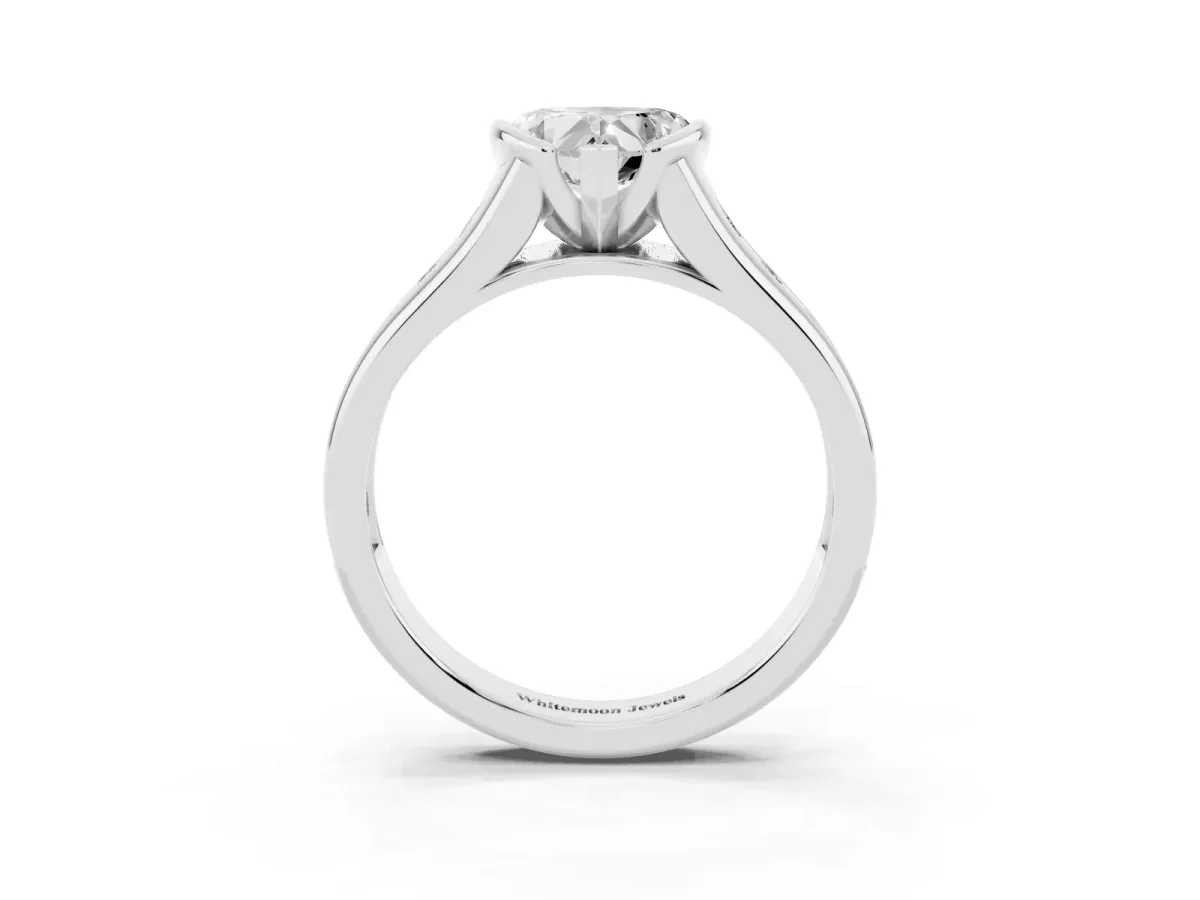 Heart Cut Solitaire Bezel-Set Diamond Ring with Channel-Set Band Platinum