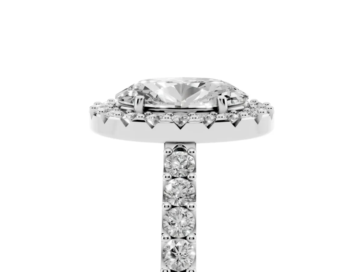 Oval Cut Halo Diamond Pavé Solitaire Ring Platinum