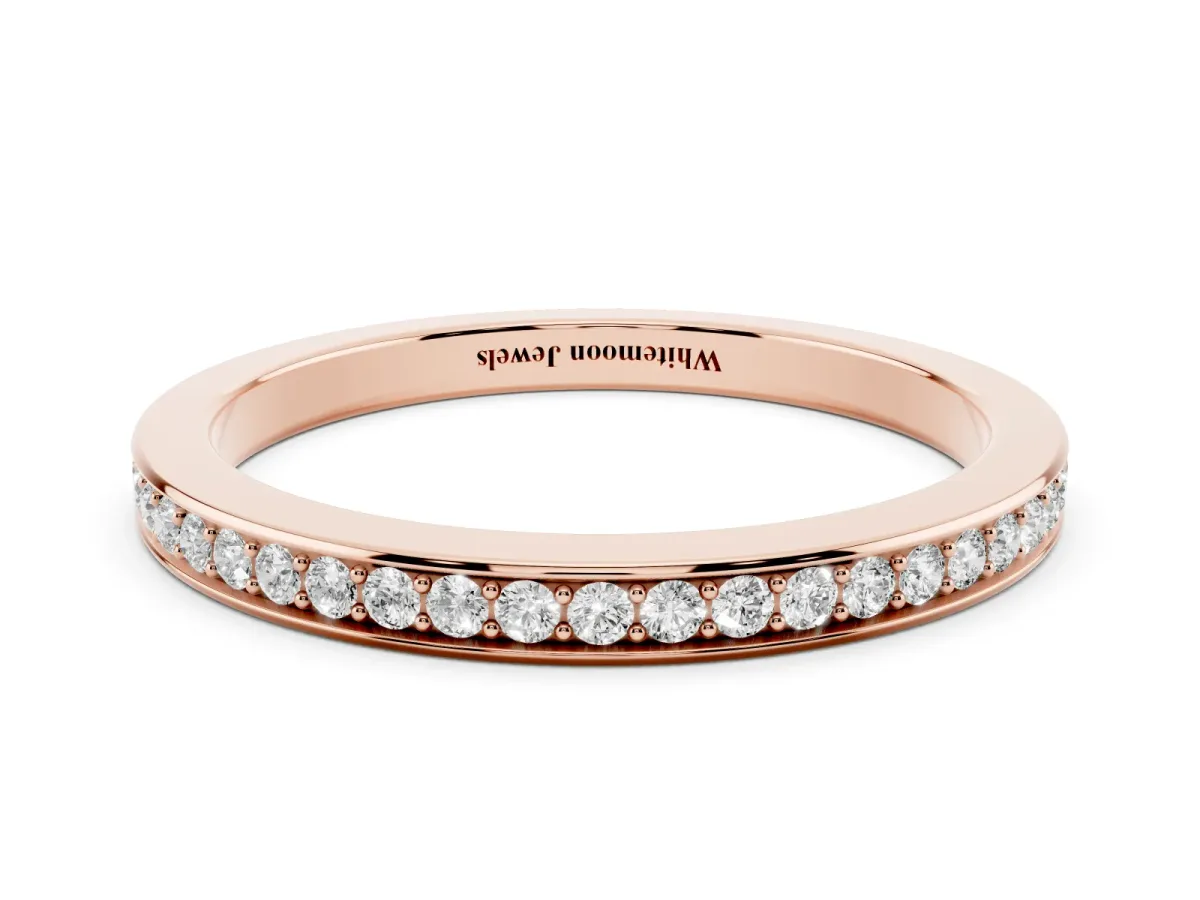 Round Diamond Eternity Band with Pavé Setting Rose gold