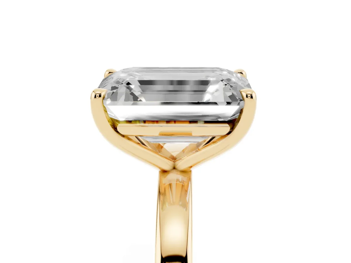 Fancy Yellow Pear Cut and Emerald Cut Toi Moi Ring with Prong Setting Yellow gold