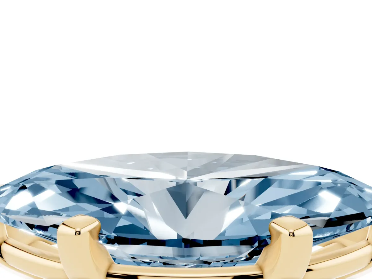 Fancy Blue Marquise Cut Diamond Solitaire Ring with Prong Setting and Classic Band Yellow gold