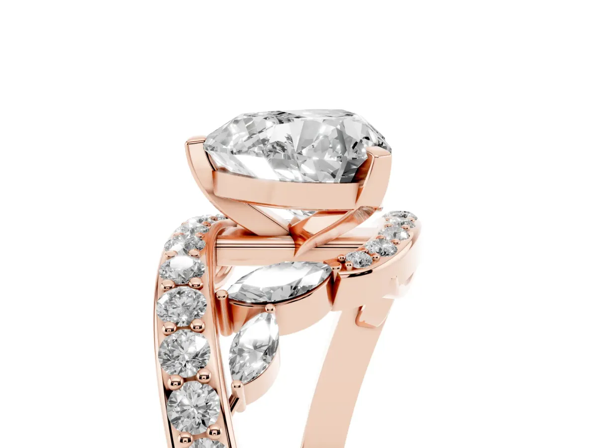Heart Cut Solitaire with Pavé Twist Band and Four-Prong Setting Rose gold