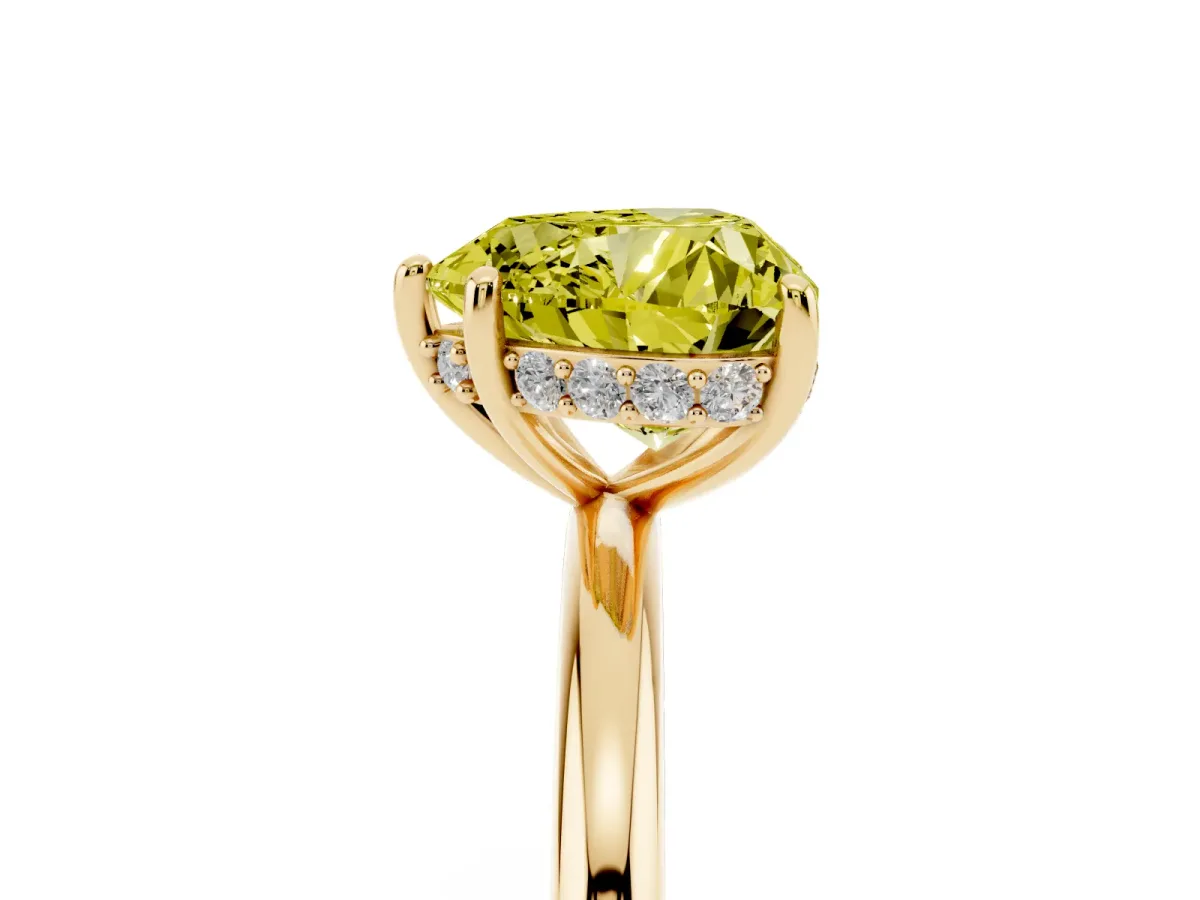 Fancy Yellow Heart Cut Solitaire Diamond Ring with a Classic Band and Four-Prong Setting Yellow gold
