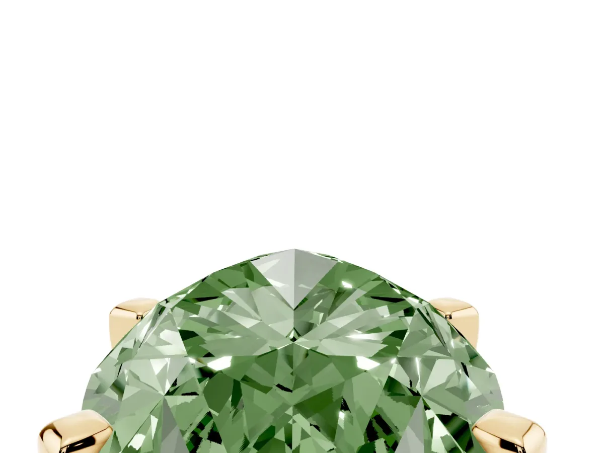 Fancy Green Marquise Cut Diamond Solitaire Ring with Prong Setting and Classic Band Yellow gold