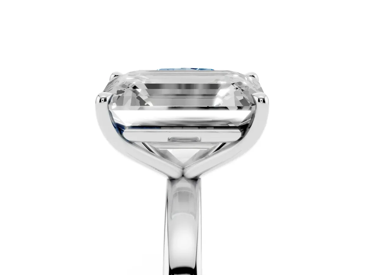 Fancy Blue Cushion Cut and Emerald Cut Toi Moi Ring with Prong Setting Platinum